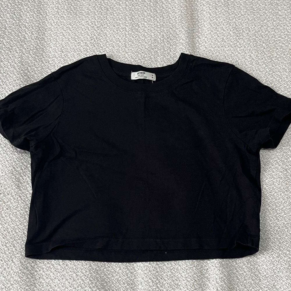 Cotton On Black Cropped Crew Tee
